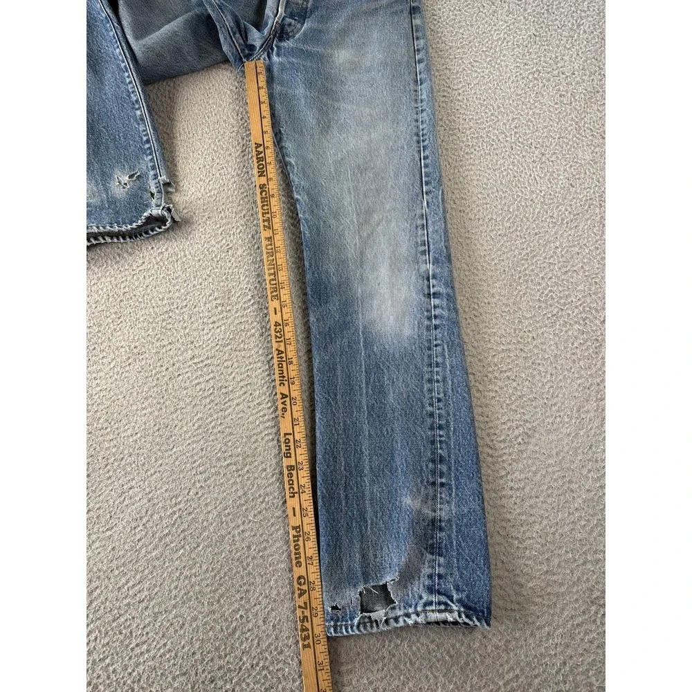 Vintage Levis 501 Jeans Mens Fits 27x30 Distressed Button Fly 80s USA *READ